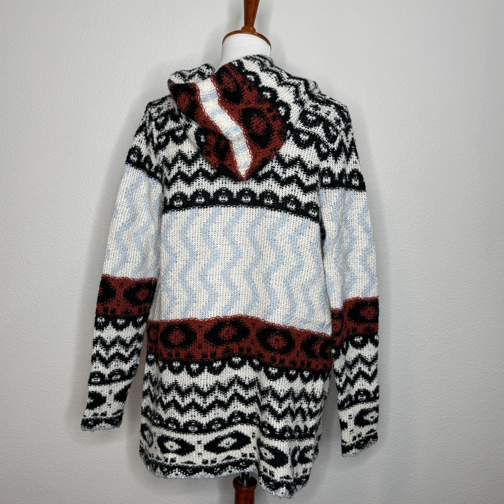 ABERCROMBIE & FITCH Open Front Long Cardigan‎ SM Hood Ikat Pattern Wool Alpaca - Picture 8 of 11